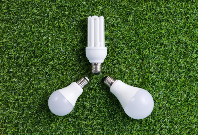Luces LED en césped verde