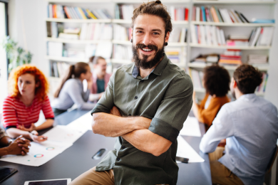 Equipa de trabalho em escritório