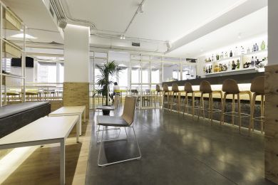 Restaurant with bar area lit by Tromilux Restaurant with bar area lit by Tromilux