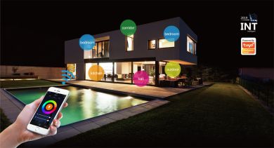 Illuminated house with smart lighting systems