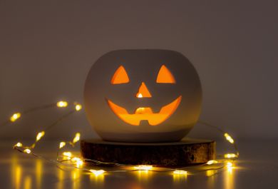 Citrouille d'Halloween allumée