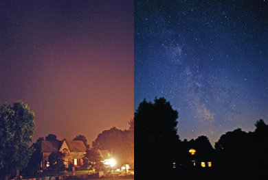 Imagem comparativa do céu noturno 