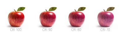 Image with 4 apples illustrating the importance of CRI